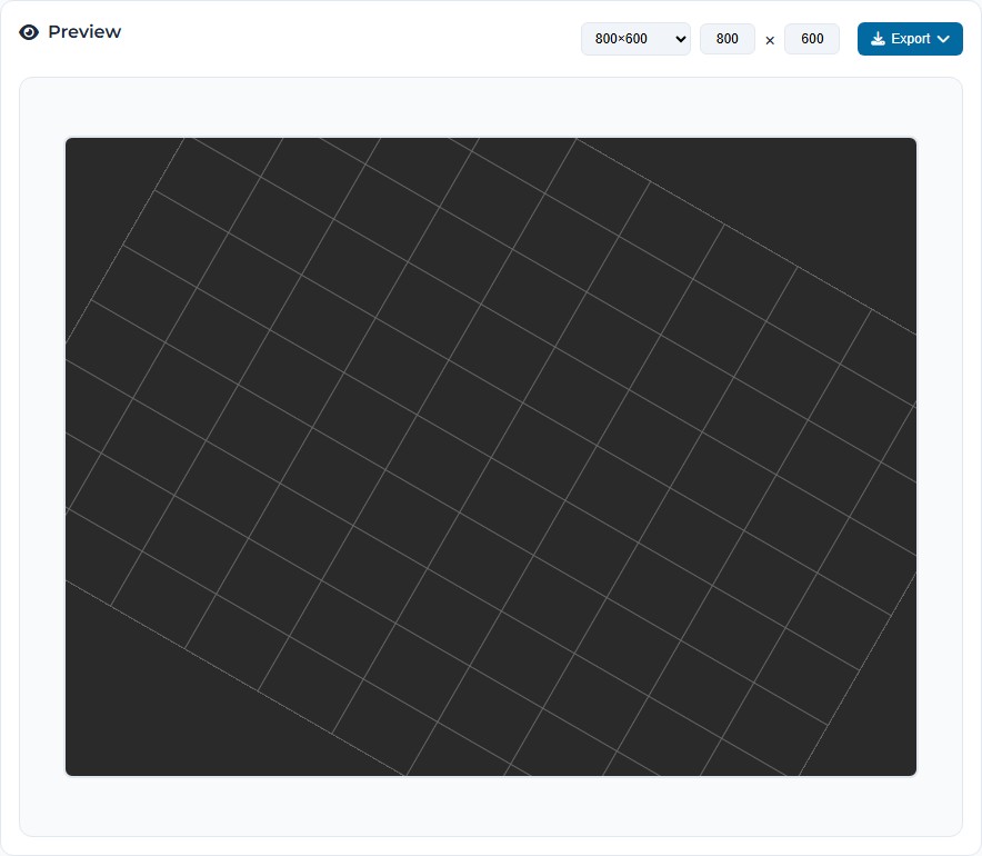 A ten by ten grid rotated thirty degrees inside the Grid Maker preview, with the lines running diagonally across the canvas